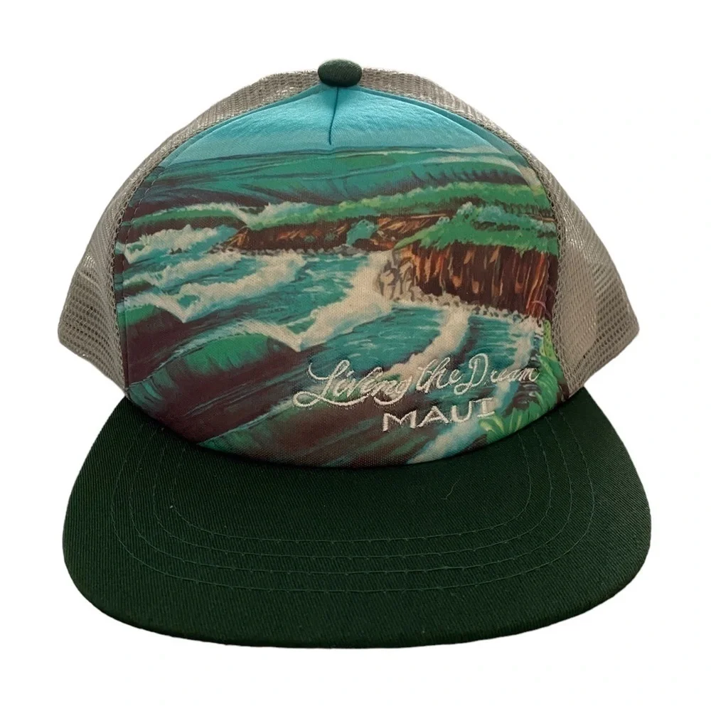 LIVING THE DREAM MAUI Surfer Waves Snapback Adjustable Hat Cap Unisex Ra…